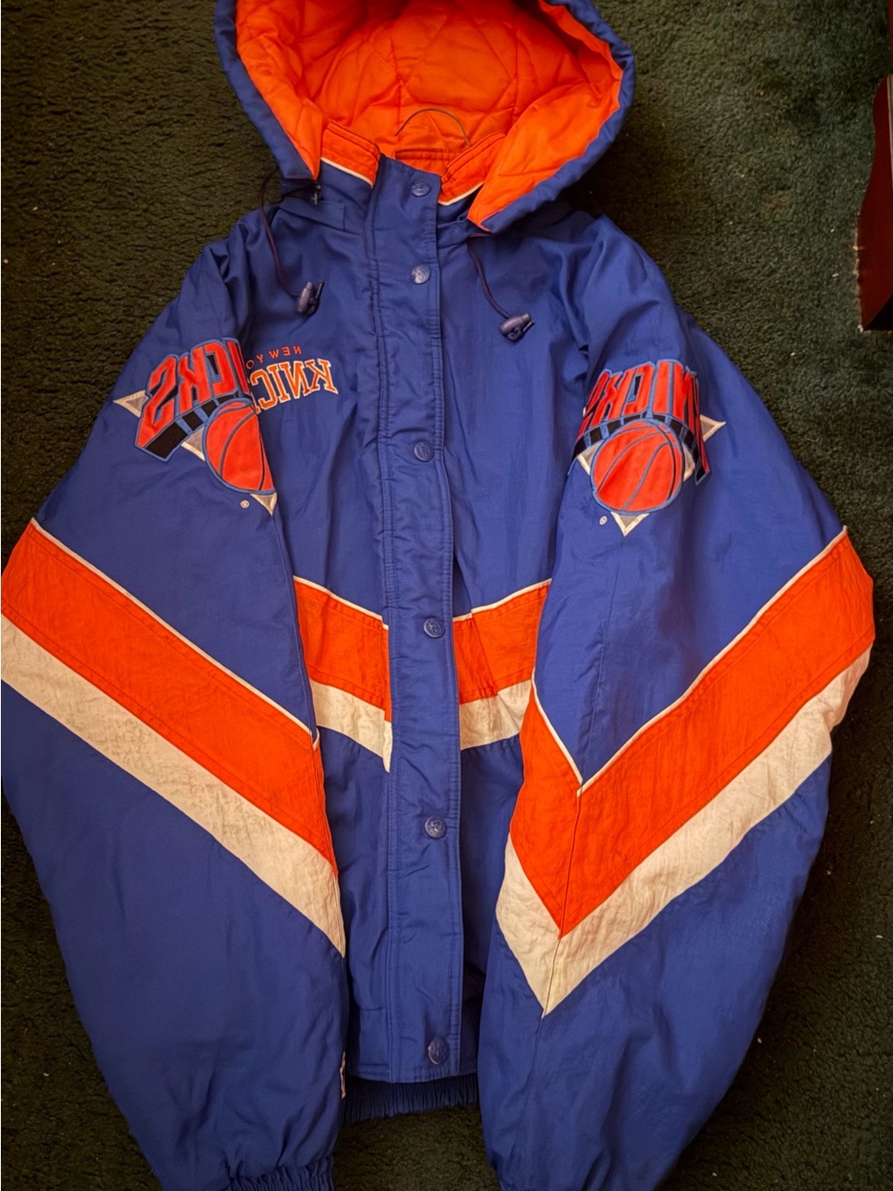 Vintage New York Knicks starter xl Blue & Orange Hooded Jacket 90s
